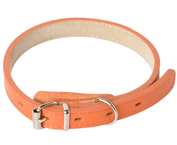 Ошейник для собак Mr.Kranch из натуральной кожи прямой оранжевый (48-60 см)