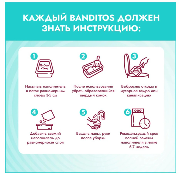 Наполнитель древесный комкующийся для кошачьих туалетов Banditos (5 л (2.2 кг))