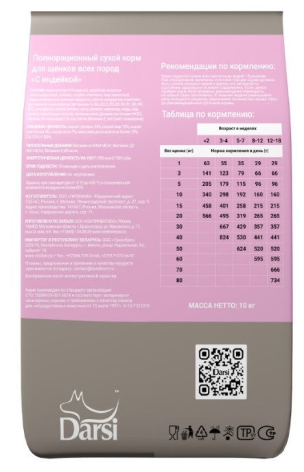 Darsi Корм сухой для щенков всех пород Puppy All Breeds (индейка)  (10 кг)