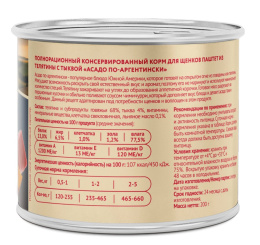 Влажный корм Мнямс Паштет из телятины с тыквой для щенков всех пород "Асадо по-аргентински"