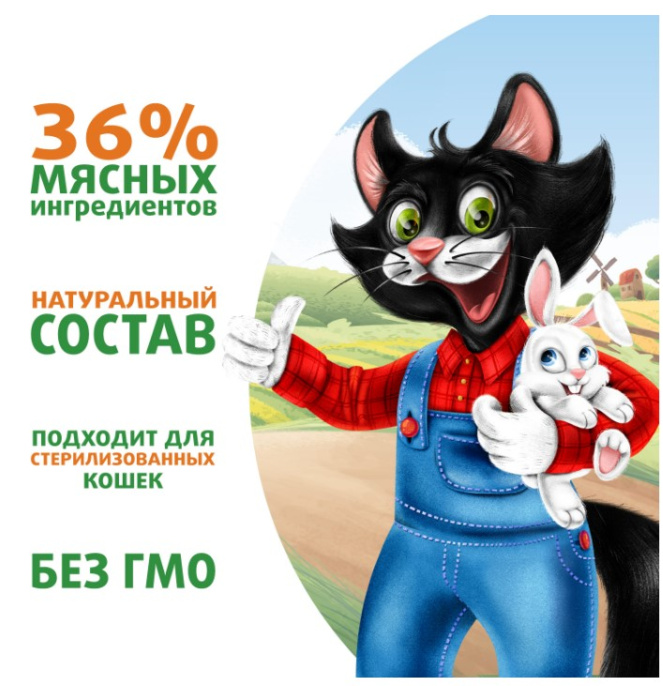 Влажный корм для кошек Ферма кота Фёдора сочные кусочки с кроликом (85 гр.)