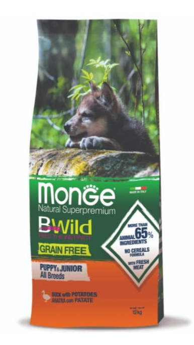 Сухой корм для щенков Monge BWild GF Puppy & Junior (утка, картофель) (2,5 кг)