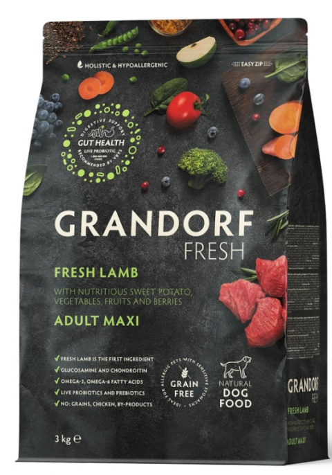 Сухой корм для собак крупных пород GRANDORF Fresh Lamb&Sweet Potato Adult MAXI BREEDS (ягненок, бата (3 кг)