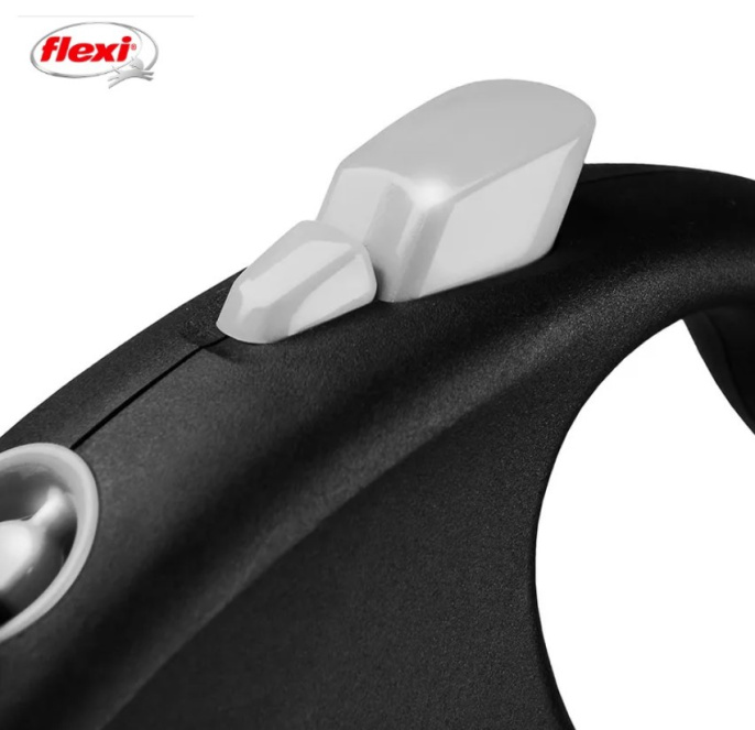 Поводок-рулетка Flexi BLACK DESIGN лента, черный (S,15кг/5м)