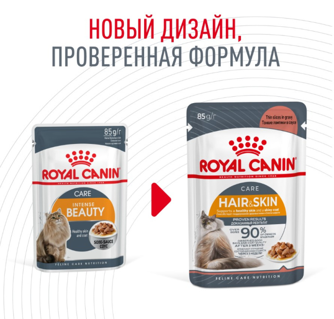 Влажный корм для кошек Royal Canin Hair & Skin Care (в соусе) (85 гр*28 шт)