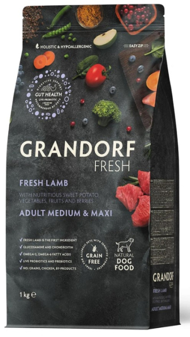 Сухой корм для собак средних и крупных пород GRANDORF Fresh Lamb&Sweet Potato Adult MEDIUM&MAXI BREE (1 кг)