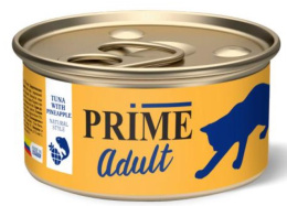 Консервы для кошек PRIME Adult Cat в собственном соку (тунец, ананас)