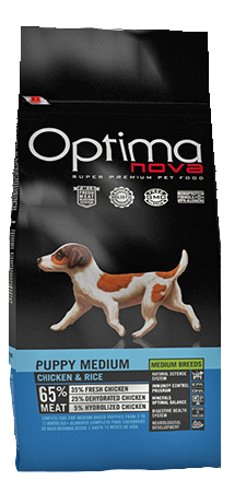 Сухой корм для щенков средних пород Optima Nova Puppy Medium Chicken&Rice (12 кг)