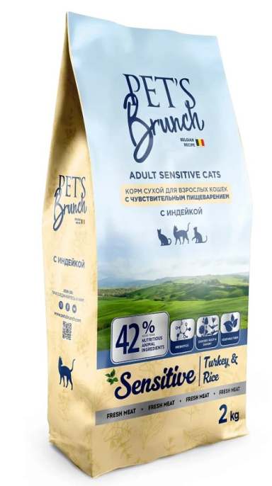Сухой корм для кошек Pet's Brunch Adult Sensitive (индейка) (11 кг)