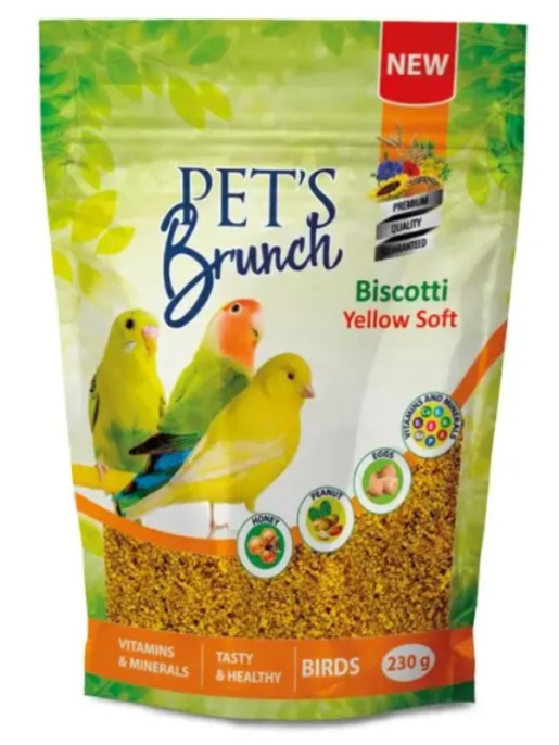 Сухой корм для всех видов птиц Pet's Brunch Biscotti Yellow Soft Функциональный десерт (230 гр)