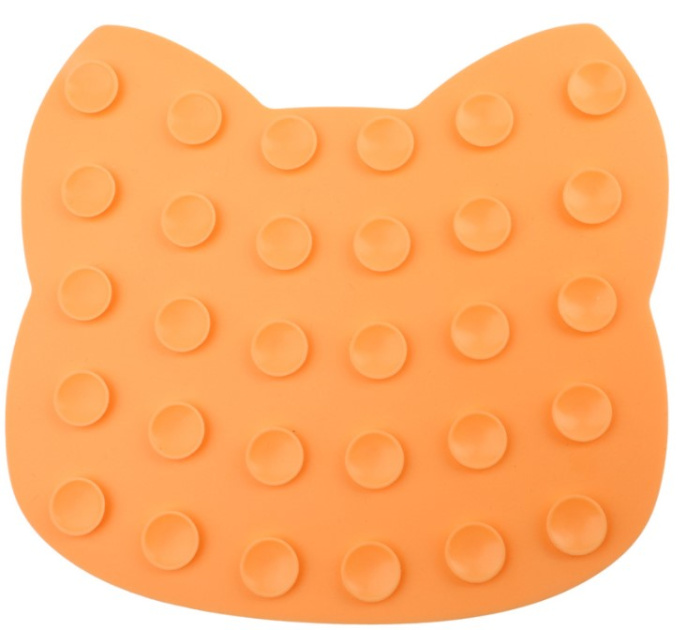 Triol Коврик лизательный для животных силиконовый "Кот", оранжевый, 180*165*8мм