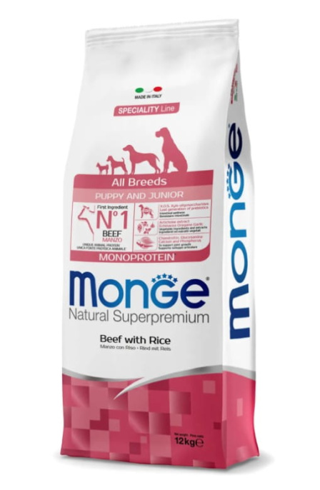 Сухой корм для щенков Monge Monoprotein Puppy & Junior All Breeds (говядина, рис) (2,5 кг)