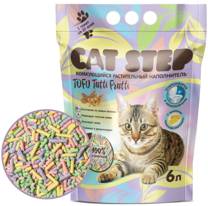 Соевый наполнитель Cat Step Tofu Tutti Frutti (6 л (2,8 кг))