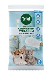 Салфетки-рукавицы влажные для животных TRIOL (5 шт)