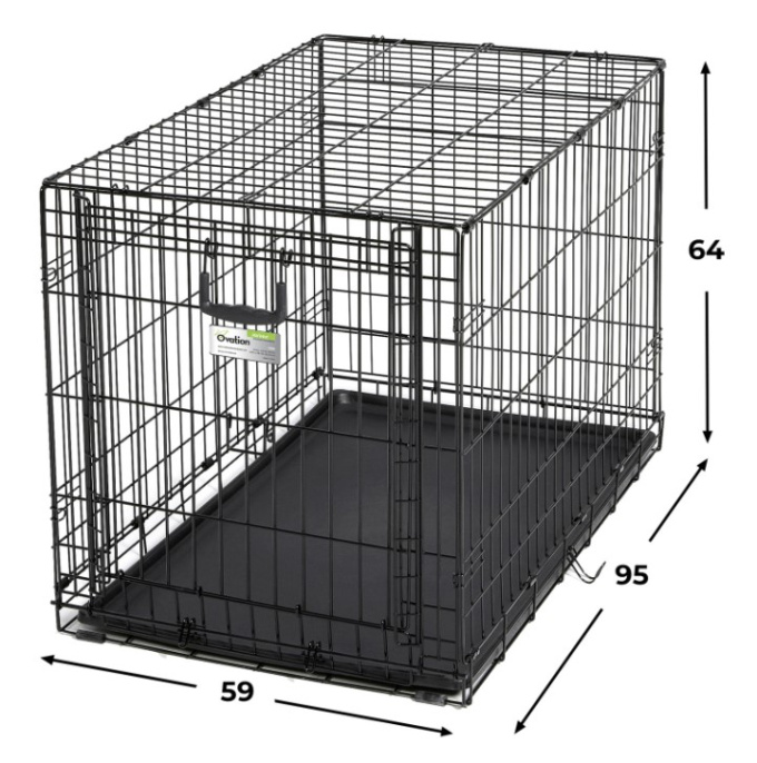 Клетка MidWest Ovation для собак с торцевой вертикально-откидной дверью, черная (111х72х77h см)