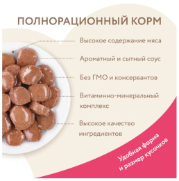 Влажный корм Мнямс На каждый день Кусочки в соусе с индейкой для кошек старше 7 лет