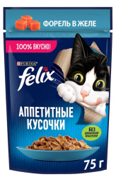 Влажный корм для кошек Felix Аппетитные кусочки в желе (форель)