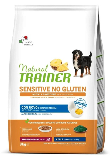 Сухой корм для собак Trainer Natural Sensitive No Gluten Medium&Maxi Adult (с яйцом) (12 кг)