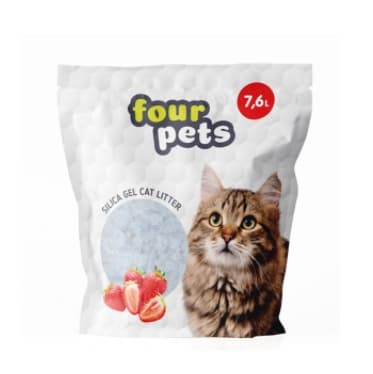 FOUR PETS силикагелевый наполнитель (клубника)