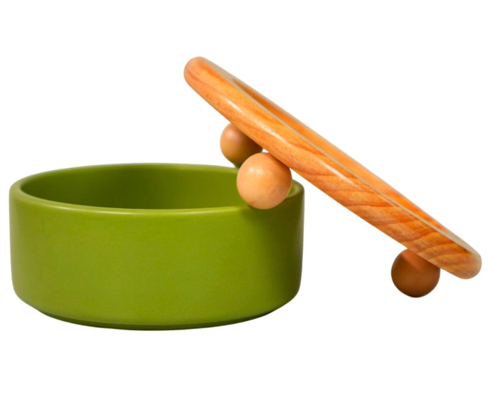 Миска Mr.Kranch Bamboo керамическая зеленая на бамбуковой подставке (850 мл.)