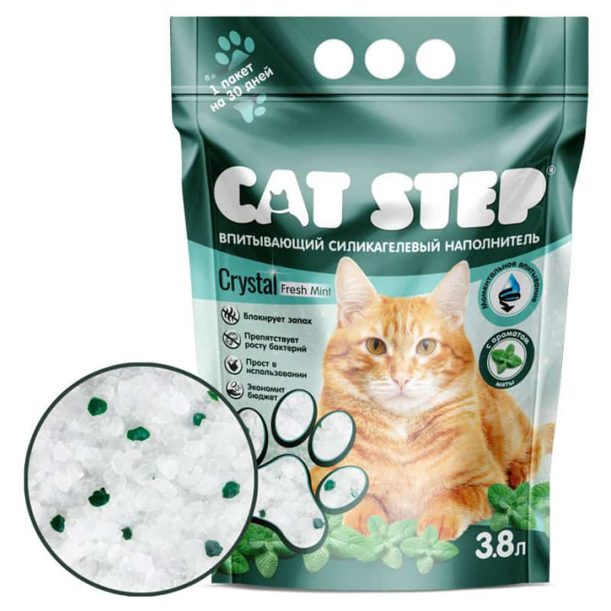 Силикагелевый наполнитель Cat Step Fresh Mint (3,8 л (1,67 кг))