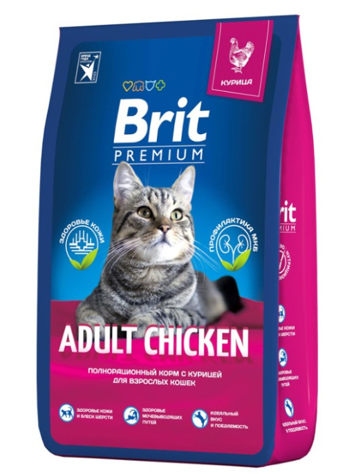 Сухой корм для кошек Brit Premium Cat Adult Chicken (курица) (8 кг)