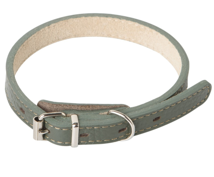 Ошейник для собак Mr.Kranch из натуральной кожи прямой оливковый (48-60 см)