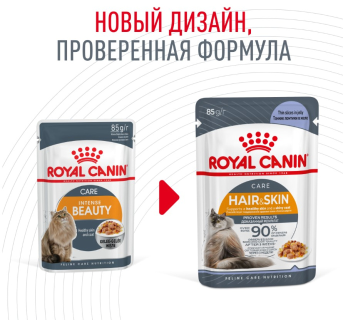Влажный корм для кошек Royal Canin Hair & Skin Care (в желе) (85 гр*28 шт)