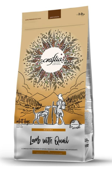 Сухой корм для собак CRAFTIA NATURA Adult Medium&Large (ягненок, перепелка)