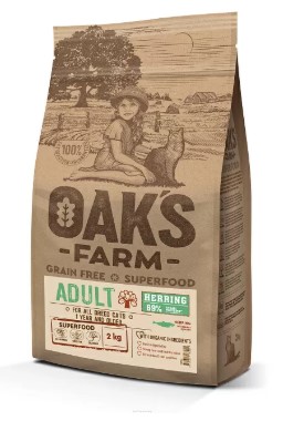Сухой корм для кошек OAK'S FARM Grain Free Adult Cat (сельдь) (400 гр)
