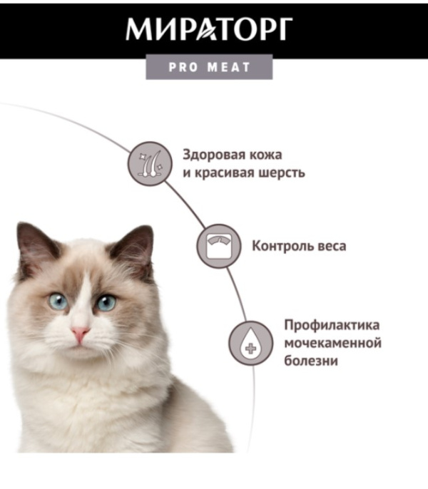 Мираторг Сухой корм для стерилизованных кошек с индейкой Pro Meat  (400 гр)