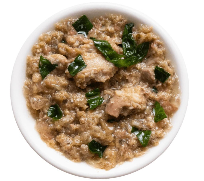 Консервы для собак Деревенские лакомства "Домашние обеды" тушеный кролик с сердечками, шпинат (240 гр.)