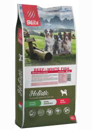 Сухой корм для собак Blitz Holistic Adult Dog All Breeds (говядина, белая рыба)