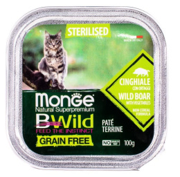Паштет для кошек Monge Cat BWild Sterilised Grain Free (кабан, овощи)