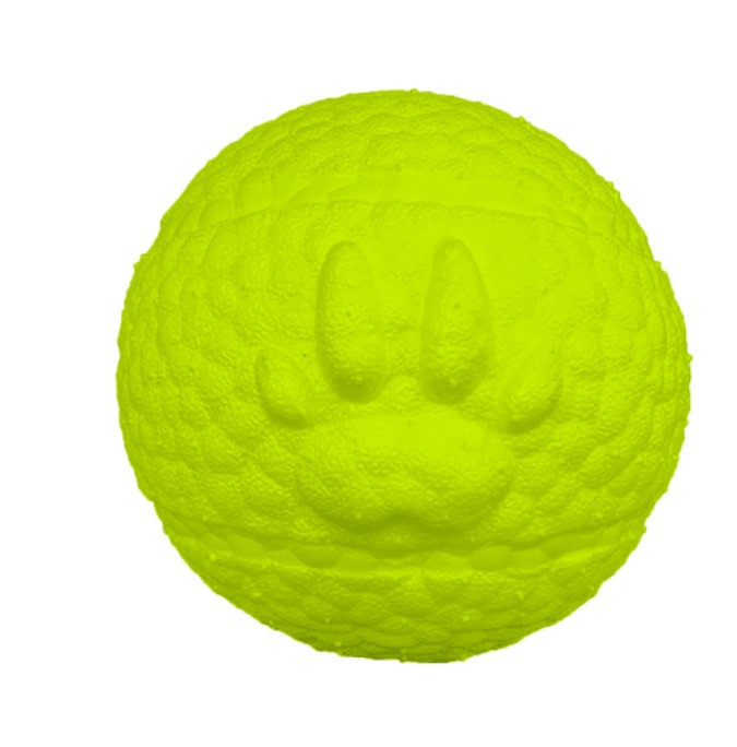 Игрушка для собак Mr.Kranch Мяч с лапкой неоновая желтая (8 см)