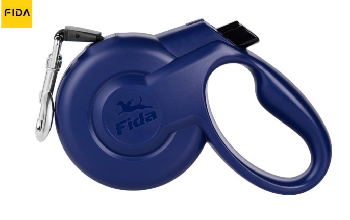 Поводок-рулетка для собак Fida Styleash, лента синяя (L 5 м)