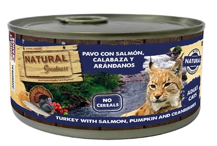 Консервы для кошек Natural Greatness Adult (индейка, лосось, тыква, клюква) (185 гр.)