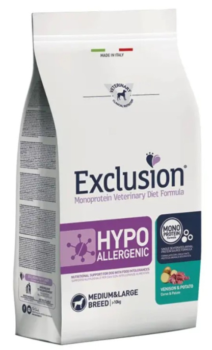 Сухой корм для собак EXCLUSION VET DIET HYPOALLERGENIC Adult Medium&Large Breed (оленина, картофель) (2 кг)
