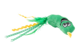 Игрушка для кошек Mr.Kranch Огурчик плюшевая, с кошачьей мятой и перышками зеленая