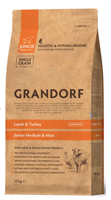 Сухой корм для юниоров GRANDORF Lamb&Turkey JUNIOR (ягнёнок, индейка) (1 кг)