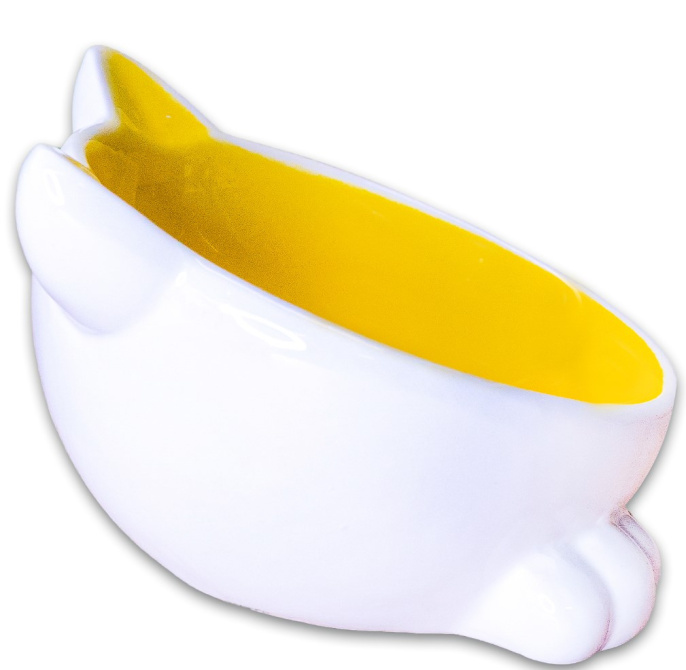 Миска для кошек Mr.Kranch керамическая Мордочка кошки на ножках 100 мл. (Розовая)