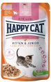 Влажный корм для котят Happy Cat LandEnte Kitten & Junior кусочки в соусе (утка) (85 гр.)