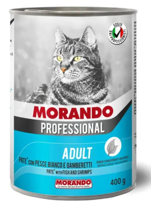 Консервы для кошек Morando Professional Паштет Adult Cat (белая рыба, креветки) (400 гр)
