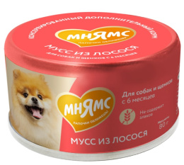 Влажный дополнительный корм для собак и щенков старше 6 месяцев Мнямс На каждый день Мусс из лосося