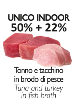 Консервы для котят Unica Natura UNICO INDOOR (Ломтики тунца и индейки) (70 гр)