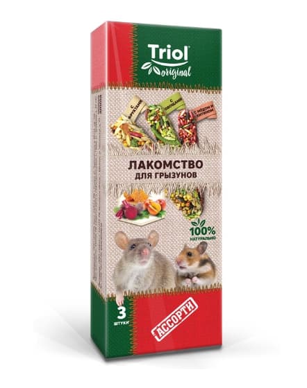 Лакомство для грызунов Ассорти Triol Original  (уп. 3 шт)