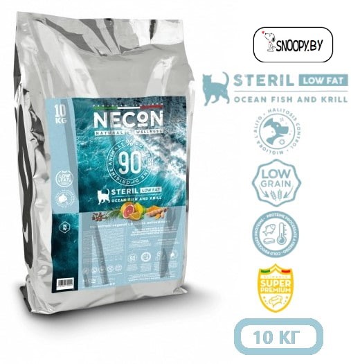 Сухой корм для кошек Necon Natural Wellness Low Fat Sterilized (рыба, криль) (1,5 кг)