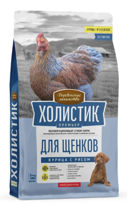 Сухой корм для щенков Деревенские лакомства Холистик Премьер Puppy (курица, рис) (1 кг)