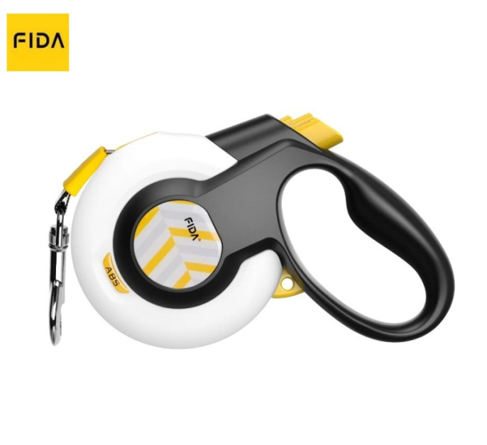 Поводок-рулетка для собак Fida AutoBrake (лента), белая (L 5 м)