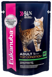 Влажный корм для кошек Eukanuba Cat Adult Top Condition (говядина в соусе)